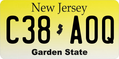 NJ license plate C38AOQ