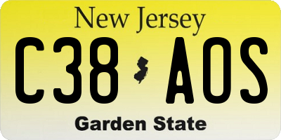 NJ license plate C38AOS