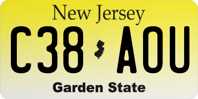 NJ license plate C38AOU