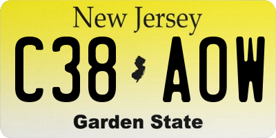 NJ license plate C38AOW