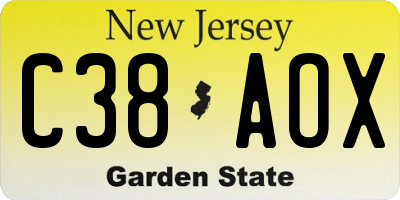 NJ license plate C38AOX