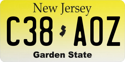 NJ license plate C38AOZ
