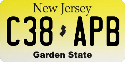 NJ license plate C38APB