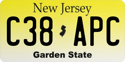 NJ license plate C38APC