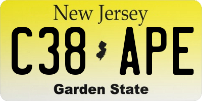 NJ license plate C38APE