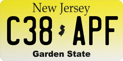 NJ license plate C38APF