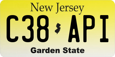 NJ license plate C38API