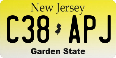NJ license plate C38APJ