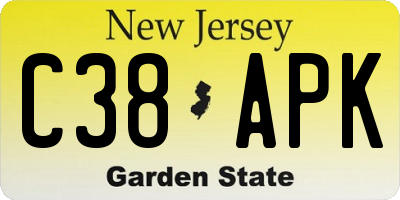 NJ license plate C38APK