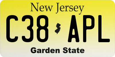 NJ license plate C38APL