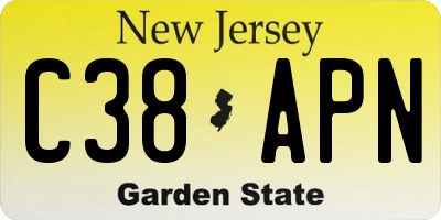 NJ license plate C38APN