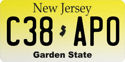 NJ license plate C38APO