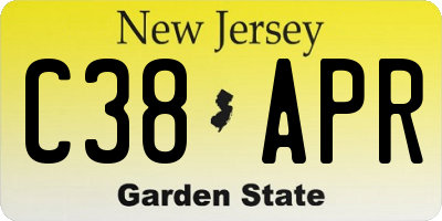 NJ license plate C38APR