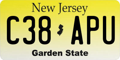 NJ license plate C38APU