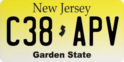 NJ license plate C38APV