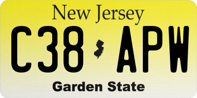 NJ license plate C38APW