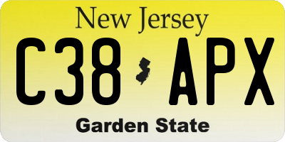 NJ license plate C38APX