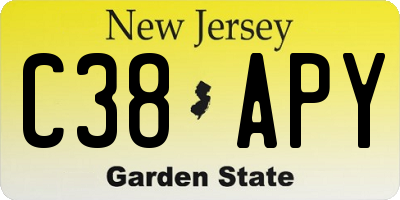 NJ license plate C38APY