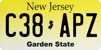 NJ license plate C38APZ