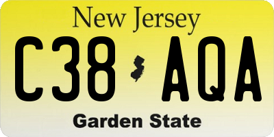 NJ license plate C38AQA