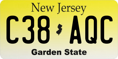 NJ license plate C38AQC