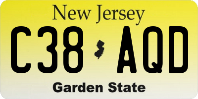 NJ license plate C38AQD