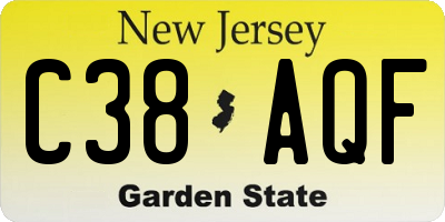 NJ license plate C38AQF