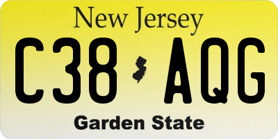 NJ license plate C38AQG