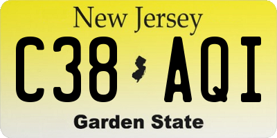 NJ license plate C38AQI