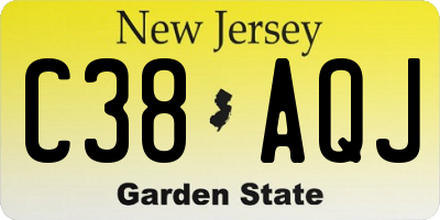NJ license plate C38AQJ