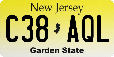 NJ license plate C38AQL