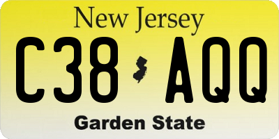 NJ license plate C38AQQ