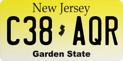 NJ license plate C38AQR