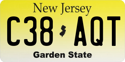 NJ license plate C38AQT