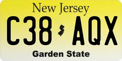 NJ license plate C38AQX