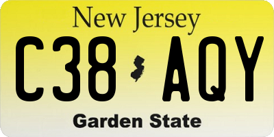 NJ license plate C38AQY