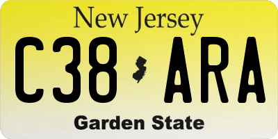 NJ license plate C38ARA