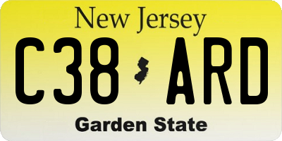NJ license plate C38ARD