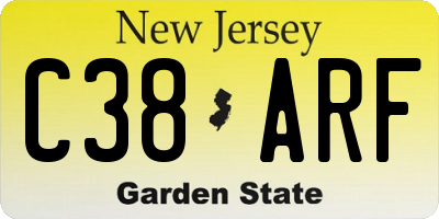 NJ license plate C38ARF