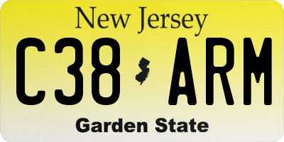 NJ license plate C38ARM