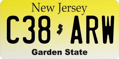 NJ license plate C38ARW