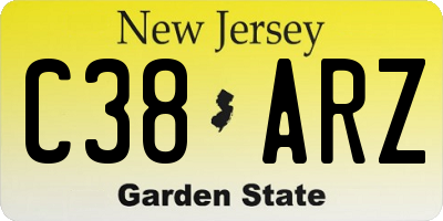 NJ license plate C38ARZ