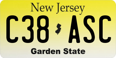 NJ license plate C38ASC