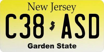 NJ license plate C38ASD