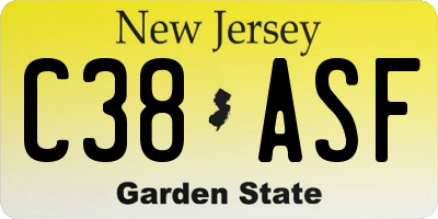 NJ license plate C38ASF