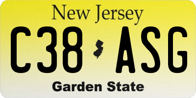 NJ license plate C38ASG