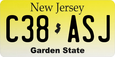 NJ license plate C38ASJ