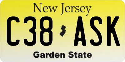 NJ license plate C38ASK