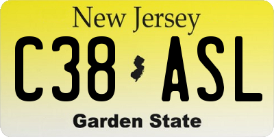 NJ license plate C38ASL