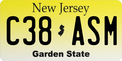 NJ license plate C38ASM